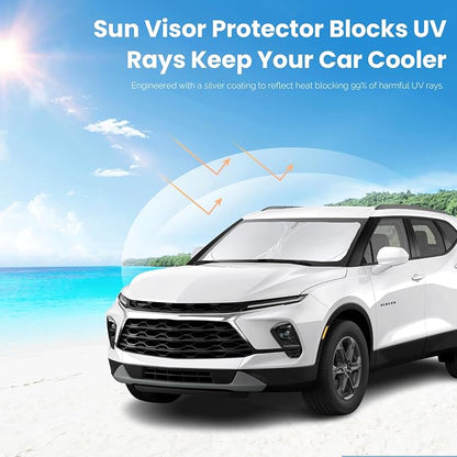 for Chevy Blazer Sunshade Windshield Sun Shade for 2019-2022 2023 2024 2025 2026 Chevrolet Chevy Blazer Accessories Foldable Front Window Shade Sun Visor Cover Blocks UV Rays Keep Your Car Cooler