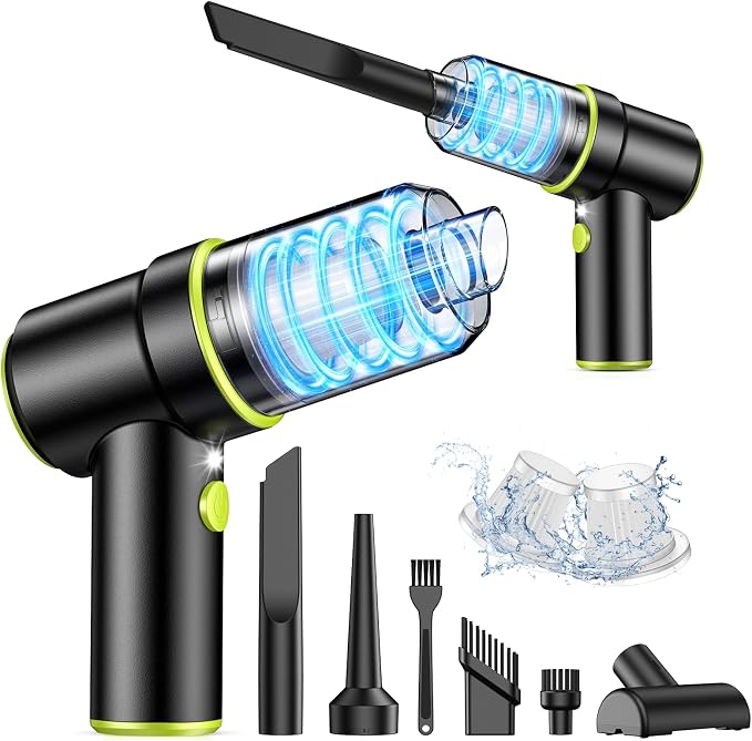 KMM Handheld Car Vacuum Cleaner, 9000PA Vacuum Cleaner & Air Duster, 120W High Power Vacuum Portable Cordless, Hand Held Vacuum Rechargeable with Multi-Nozzles & LED Light for Home, Car, Office