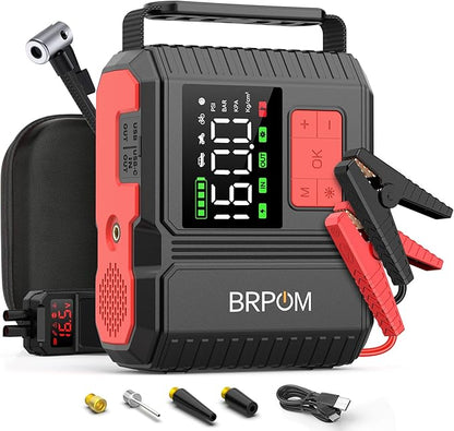 Car Jump Starter with Air Compressor, 9000A Peak 26800mah (Up to All Gas or 12.0L Diesel Engine, 50 Times) Portable160PSI Jump Starter 12V Auto Battery Jump Pack Quick Charge