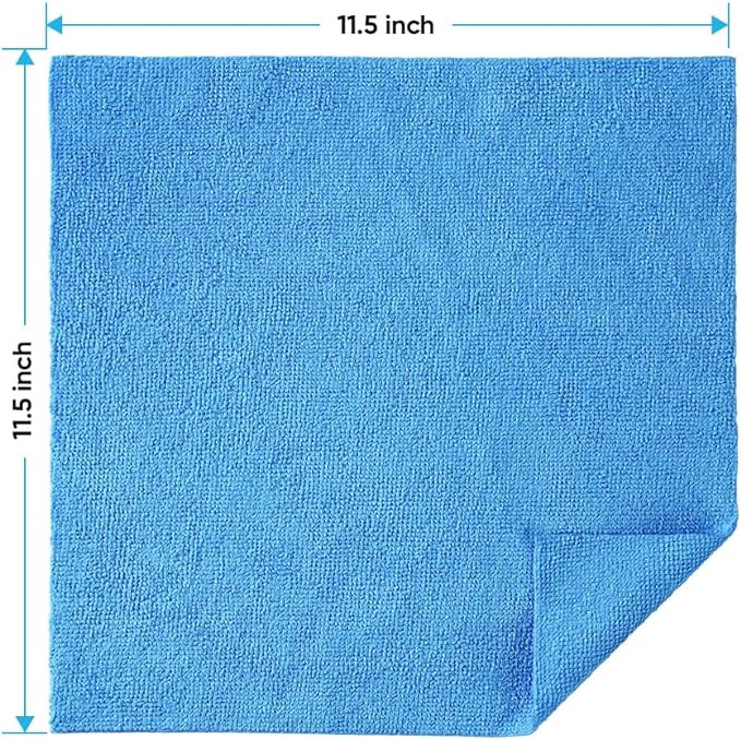 HOMEXCEL Blue Microfiber Cleaning Cloths 100 Pack, Reusable Cleaning Rags Shop Towels - Bulk Multipurpose Microfiber Towels, Lint Free Cleaning Towels for Car, House & Kitchen, 11.5 x 11.5 inch