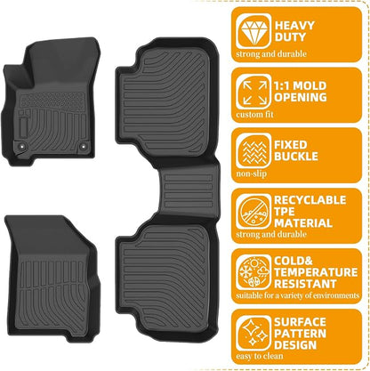Floor Mats for Dodge Journey 2011 2012 2013 2014-2016 2017 2018 2019 2020, TPE 2015 Journey Floor Mats 1st & 2nd Row, TPE Waterproof Summer Winter Non-Slip All Weather Floor Liners Car Accessories
