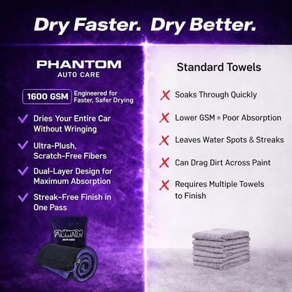 Microfiber Car Drying Towel - 1600 GSM Large 24" x 36", Ultra-Absorbent Twisted Loop, Streak-Free Drying for Cars Trucks & SUVs