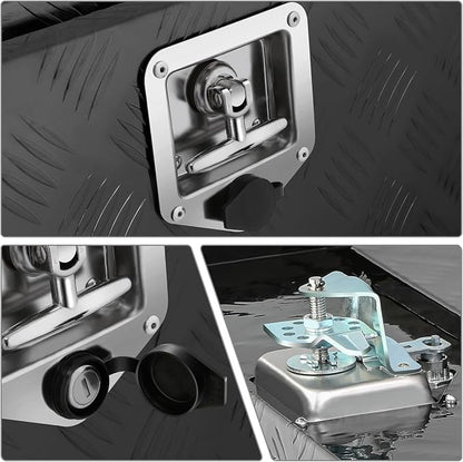 DNA MOTORING Truck Tool Box Lockable Storage Box, Truck Bed Tool Box Truck Bed Organizer Aluminum Truck Tool Boxes for Bed of Truck, w/Lock & Keys, 24"L X 18"D X 17.7"H Silver, TBOX-T5-003-BK