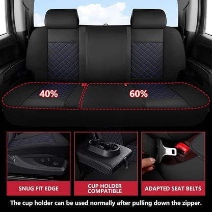 BABYBLU Chevy Silverado Seat Covers Full Set,Truck Seat Covers for Silverado GMC Sierra,Custom Fit 2007-2026 1500/2500HD/3500HD(Black & Blue, Full Set)