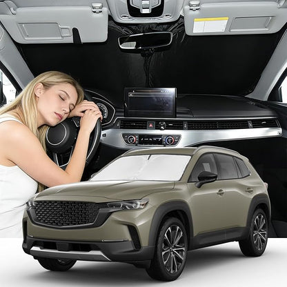 Windshield Sunshade for Mazda CX-90 2024-2026 Sun Shade Windshield Upgrade 4 Layers Blocks UV Rays Custom Fit CX-90 Car Window Shade Front Windshield Keep Cool Foldable Car Accessories