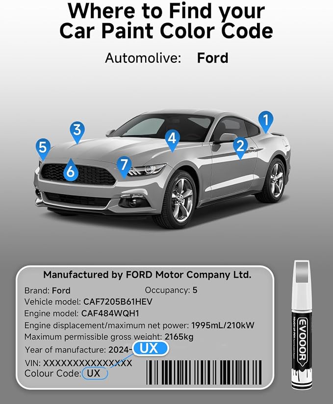 UX Ingot Silver Metallic Touch Up Paint for Ford – Exact Match 2 in 1 Paint Pen for Chips and Nicks Repair