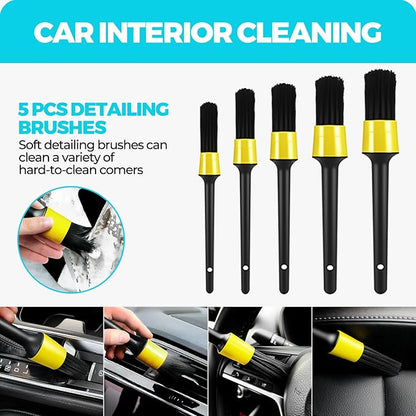 ALFLOD 30Pcs Car Detailing Kit, Car Detailing Brush Set, Car Wash Cleaning Kit, Car Dusters Extendable Handle Cleaning Exterior, Car Cleaning Gel, Car Cleaning Tools Kit for Interior, Exterior, Wheels