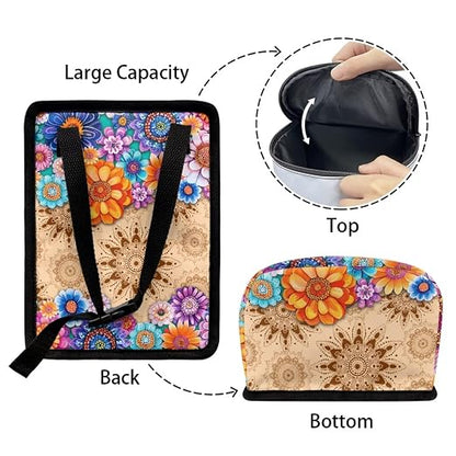BIGCARJOB Hippie Lotus Blossom Car Trash Can for Back Seat,Personalized Car Trash Can Bin with Lid,Women Car Accessories Multipurpose Hanging Car Garbage Can for Travel