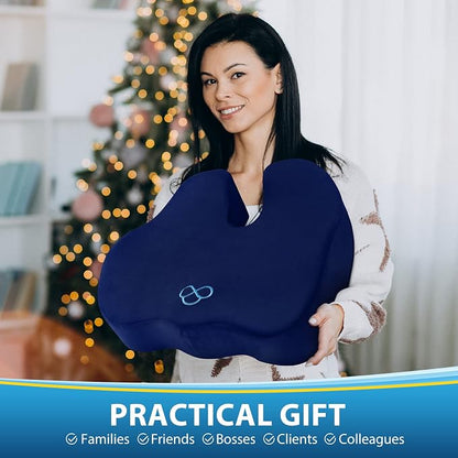 BlissTrends Seat Cushion,5.2in Thick Memory Foam Cushions for Office Chair, Car Seat, Airplane, Relieving Pressure Tailbone Sciatica Back Pain for Long Sitting Office Workers, Car Drivers Blue