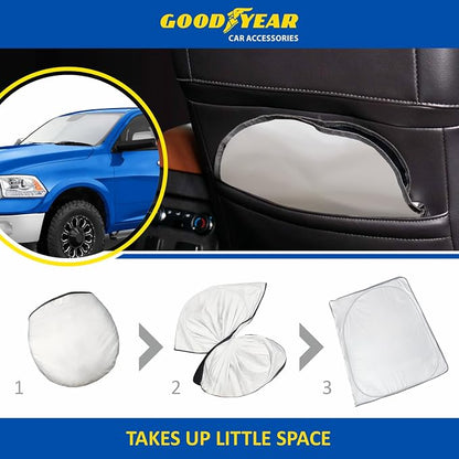 Goodyear Foldable Windshield Sunshade for Dodge Ram 1500 2009-2018, Truck car Accessories, Sunshade Cover, Sun Shade Car Windshield, Window Sun Blocker - GY008243