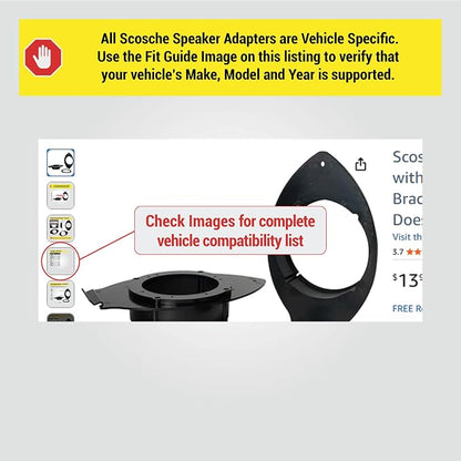Scosche SAGMSV656 6.5-6.75” Speaker Adapters Compatible with Select 2014-2021 GM Trucks and SUVs - Adapter Brackets for 6 1/2" to 6 3/4" Car Speakers - Sold in Pairs - Does Not Fit 6X9" Speakers