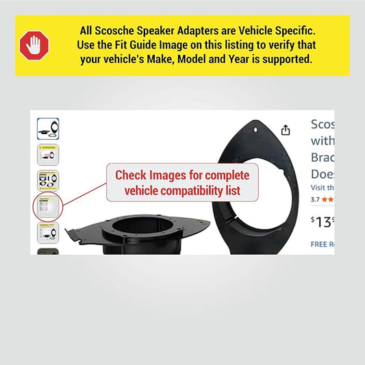 Scosche SAGMSV656 6.5-6.75” Speaker Adapters Compatible with Select 2014-2021 GM Trucks and SUVs - Adapter Brackets for 6 1/2" to 6 3/4" Car Speakers - Sold in Pairs - Does Not Fit 6X9" Speakers