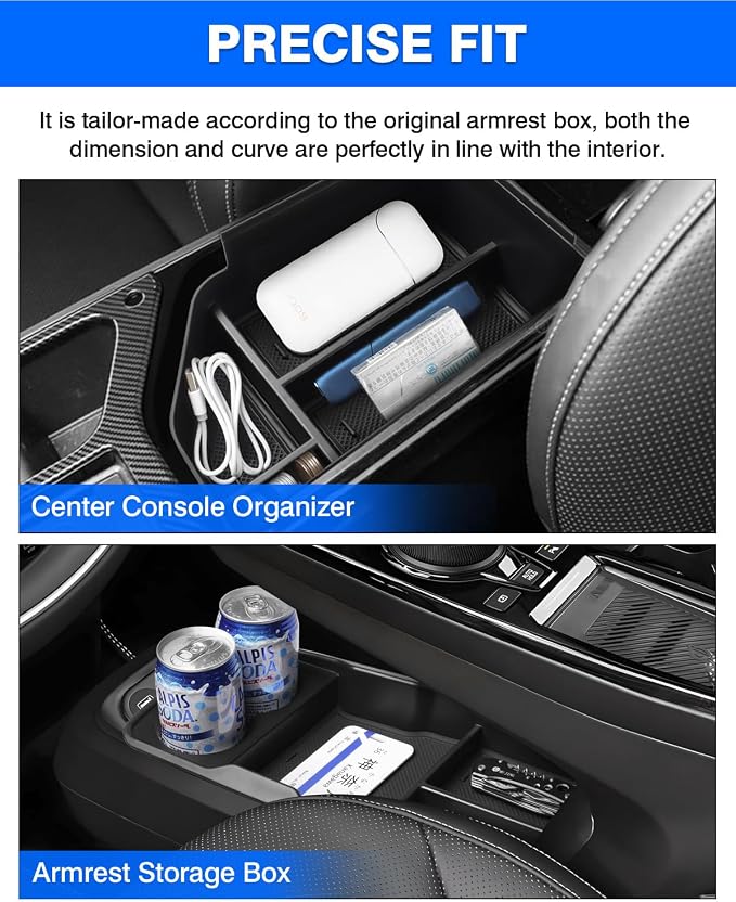 Autorder 2PCS Center Console Organizer for Kia EV6 2022 2023 2024 2025 2026 Accessories Armrest Storage Box Secondary Insert Tray Center Console Bottom Organizer