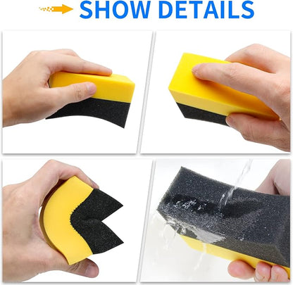 6 Pcs Tire Applicator Dressing Shine Sponge, Tire Dressing Applicator Pads, Color Polishing Sponge for Car Glass, Painted Steel & Porcelain