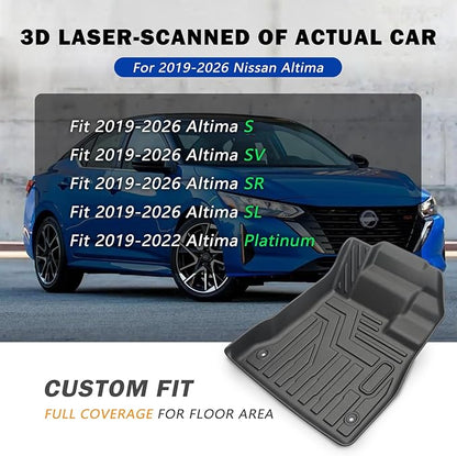 KUST Custom Fit Floor Mats for 2019-2025 2026 Nissan Altima Accessories All Weather Floor Mat Carpet Liners Front Rear 2 Row Seat Black Liner TPE