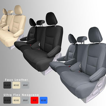 FH Group Custom Fit Car Seat Covers Specifically Made for 2011-2020 Toyota Sienna 8 Passenger, 2nd Row Solid Beige Faux Leather, Automotive Seat Covers, Waterproof and Washable Seat Covers