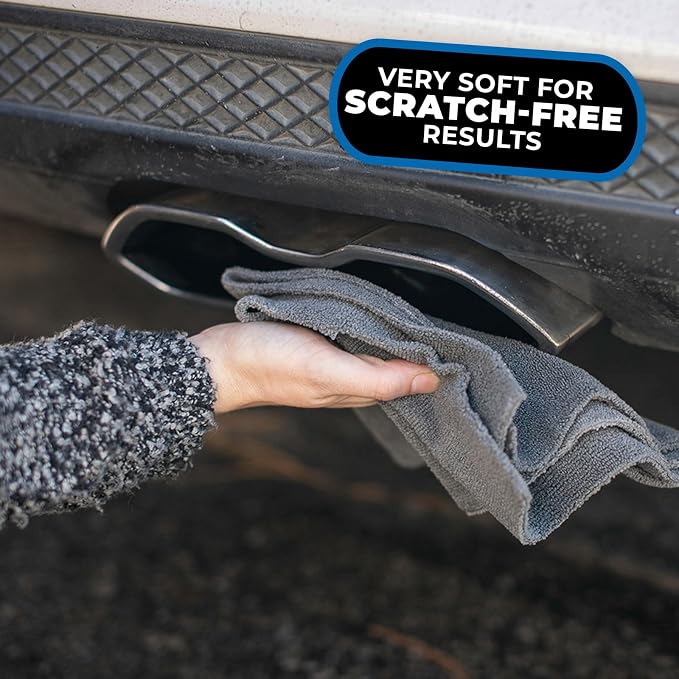 The Rag Company - The Miner - Professional Metal Polishing Microfiber Towels for Cars; Safe on High-End Wheels and Soft Metals, 70/30 Blend, Dual-Pile, 365GSM, 16in x 16in, Grey (10-Pack)
