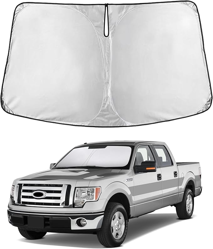 EcoNour Windshield Sunshade Compatible for Ford F150 2009-2012 2013 2014, Sun Visor for Front Windshield & Window Sun Shade Cover, UV Heat Blocker & Protector, Car Accessories