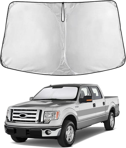 EcoNour Windshield Sunshade Compatible for Ford F150 2009-2012 2013 2014, Sun Visor for Front Windshield & Window Sun Shade Cover, UV Heat Blocker & Protector, Car Accessories