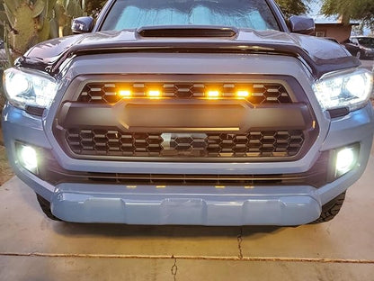 iJDMTOY 4pc Set Front Grille Lighting Kit Compatible with 2016-2023 Toyota Tacoma w/TRD Pro Grill ONLY, Includes (4) 4-SMD 2500K Amber LED Light Assy & Wiring Harness