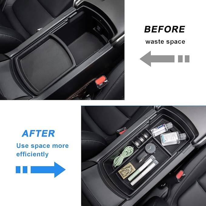 PIMCAR Center Console Organizer for Honda Accord 2018 2019 2020 2021 2022 ABS Plastic Material Armrest Box Insert Tray Pallet Accessories (NOT Fit for Manual Transmission Models) —Black
