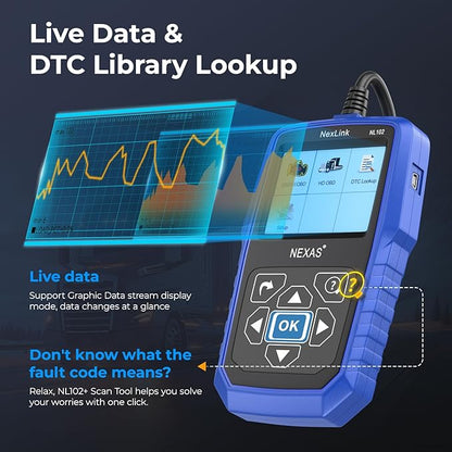 NEXAS NL102 Heavy Duty Truck Diagnostic Scanner for Diesel Trucks, HD Code Reader with Live Data & DTC Lookup, J1939/J1708 Truck Scan Tool for Cummins, Freightliner, Detroit, PACCAR, Class 4-8 Trucks
