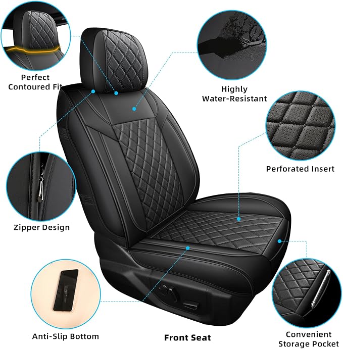 FREESOO Seat Covers for Dodge Ram 2019-2026 Ram 1500 Crew Quad Regular Cab 2011-2026 2500 3500 Mega Cab Bighorn Longhorn Laramie Tradesman, with Flat Bench, Black