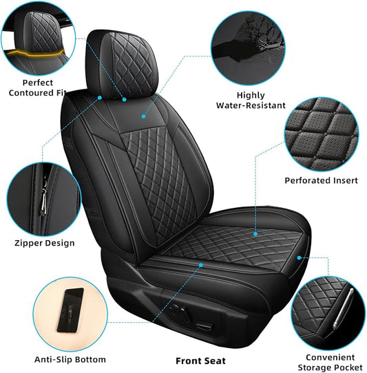 FREESOO Seat Covers for Dodge Ram 2019-2026 Ram 1500 Crew Quad Regular Cab 2011-2026 2500 3500 Mega Cab Bighorn Longhorn Laramie Tradesman, with Flat Bench, Black