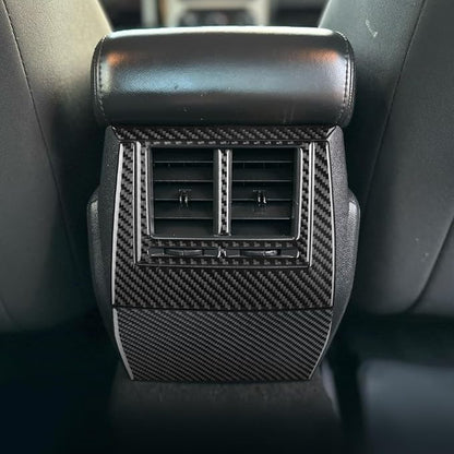 Real Quality Carbon Fiber Trim Car Rear Center Console Sticker Kit Decor Compatible with Dodge Charger 2008 2009 2010 Interior Accessories Decal 5pcs Black