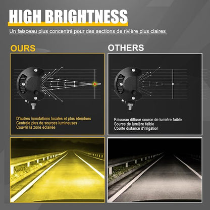 2PCS 4 Inch Yellow 120W LED Light Bar 12000LM Spot Flood Combo Off Road Triple Row Work Driving Fog Light for Pickup Truck ATV UTV SUV Boat