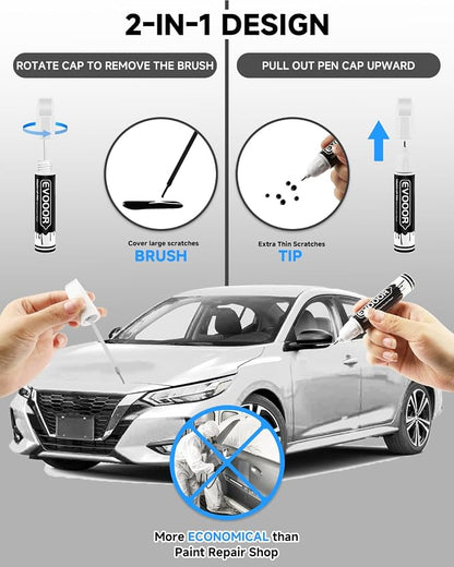 Touch Up Paint Compatible with Nissan Exact Match 2 in 1 Touch up Paint for Chips and Nicks Repair (Cloud White/Fresh Powder(QM1) Compatible with 200SX/Altima/Cube/Frontier/Kicks/Micra/NV/NV200/Pathfinder/Pickup/Sentra/Versa/Versa-Note/Xterra)