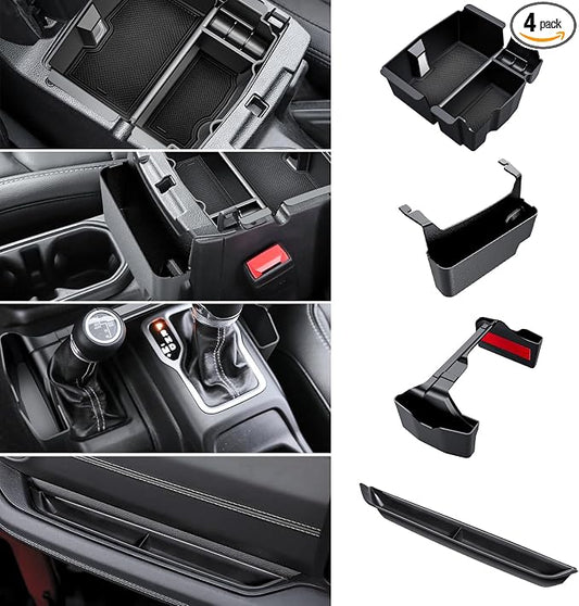 Eamplest 4PCS Center Console Organizer for 2024 2025 2026 Jeep Wrangler JL JLU 4XE and Gladiator JT Accessories Gear Shift Side Tray Organizer,Hanging Armrest Storage Box