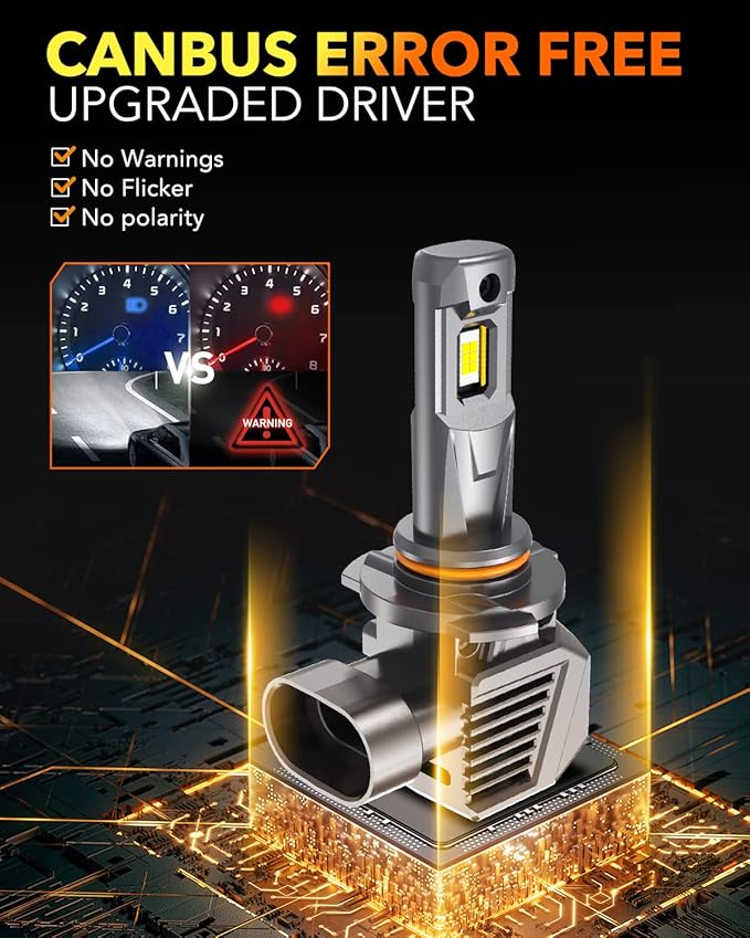 OXILAM 9005/HB3 Bulbs - 1400% Brighter 90,000LM Daylight Vision, 3 Min Quick Install, 70000H Lifespan, No Flicker, 99% Compatibility