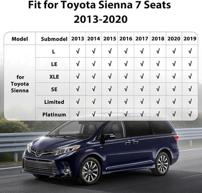 Floor Mats for Toyota Sienna 2013-2020, All Weather TPE Floor Liners Custom Fit Sienna Heavy Duty Car Accessories mat Set, Front & 2nd Row & 3rd Mat Odorless Anti Slip