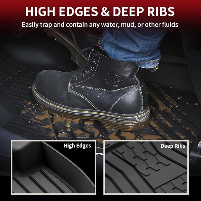 LASFIT Floor Mats for 2019-2023 Lincoln Nautilus & 2016-2018 Lincoln MKX, Custom Fit Full Coverage TPE Floor Liners, All Weather Front Rear Set, Black