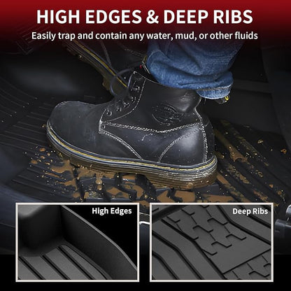 LASFIT Floor Mats for 2019-2023 Lincoln Nautilus & 2016-2018 Lincoln MKX, Custom Fit Full Coverage TPE Floor Liners, All Weather Front Rear Set, Black