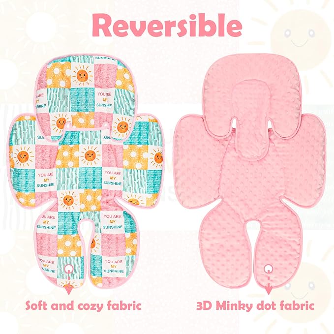 SWESEN Infant Car Seat Insert with 2 Strap Pads, Super Soft Carseat Head and Body Support for Baby Boys and Girls, Reversible Newborn Car Seat Insert Cushion for Strollers, Bouncers, Sunshine