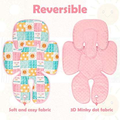 SWESEN Infant Car Seat Insert with 2 Strap Pads, Super Soft Carseat Head and Body Support for Baby Boys and Girls, Reversible Newborn Car Seat Insert Cushion for Strollers, Bouncers, Sunshine