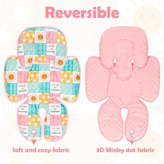 SWESEN Infant Car Seat Insert with 2 Strap Pads, Super Soft Carseat Head and Body Support for Baby Boys and Girls, Reversible Newborn Car Seat Insert Cushion for Strollers, Bouncers, Sunshine
