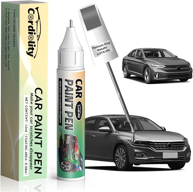 LD7X/2R Platinum Gray Metallic Touch Up Paint for Volkswagen, Color Accurate Car Paint Scratch Repair Pen, Quick & Easy Fix Automotive Chips and Nicks