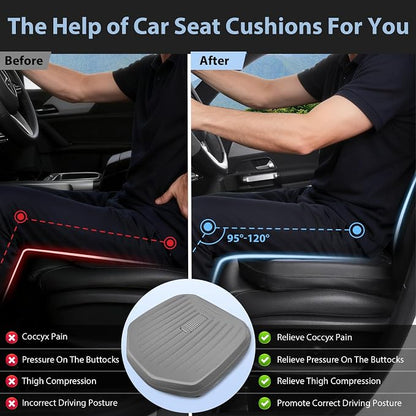 CAR PASS Premium Leather Car Seat Cushion, Comfort Memory Foam Driver Seat Cushion for Long Driving, Waterproof Non-Slip Seat Cushions for Cars, Truck, SUV, Office Chairs, Stadium, Gray ﻿