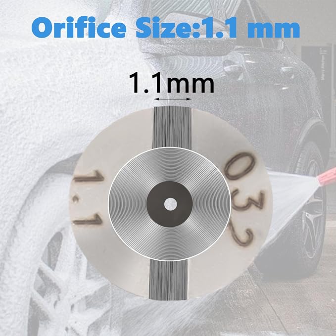 1.1 Orifice Foam Cannon Snow Maker Nozzle Foam Cannon Orifice Orifice for Foam Cannon and Foam Maker Thread Nozzle Tips Mesh Filter for Snow Foam Lance with Cleaning Tools 3000PSI 2 Packs