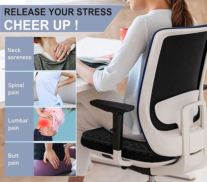 Gel Seat Cushion for Long Sitting Pressure Relief (Super Large & Thick) - Non-Slip Gel Chair Cushions for Back,Sciatica,Tailbone Pain Relief - Seat Cushion for Office Desk Chair,Car Seat,Wheelchair