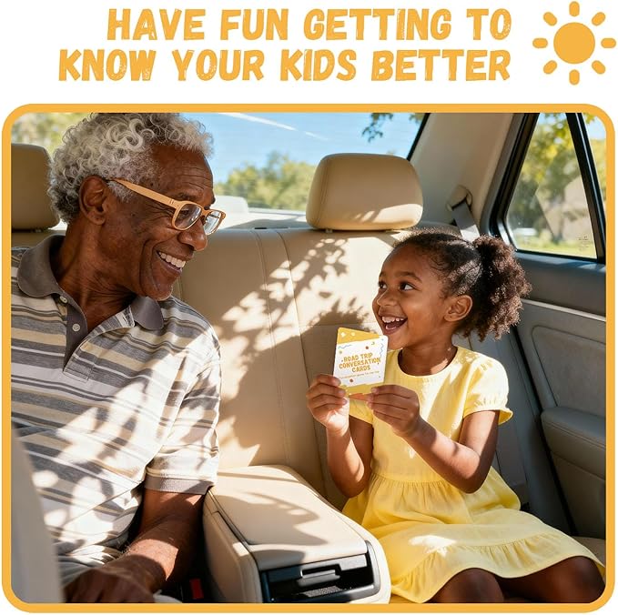 Road Trip Conversation Cards for Kids and Adults - Talk, Laugh, Bond for Family Trip - Conversation Cards for Family, Car Game, Road Trip Essentials