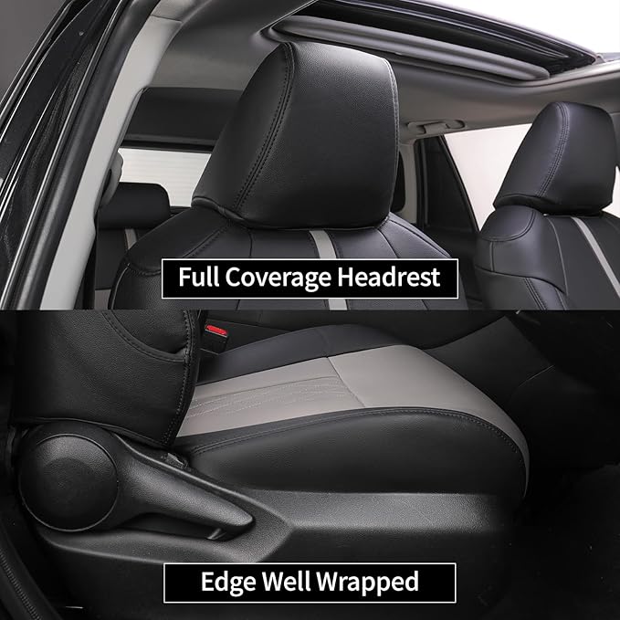 EKR Corolla Seat Covers Custom Fit for Toyota Corolla 2014 2015 2016 2017 2018 2019 S/SE Sedan,Full Set Leather Car Seat Cover for Cars-Faux Leather(Black+Light Gray-1)