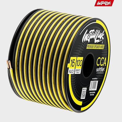 16 AWG Gauge Speaker Wire Cable Stereo, Car or Home Theater, CCA (100 Feet) by Install Link