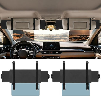 Veharvim Sun Visor Extender for Car (Polarized, UV400, PC Lens, 2 Side Sunshade), Car Visor Extender Sun Blocker, Visor Extender Attachment, Anti-Glare Sun Visor Accessory for Safe Driving (2 Pack)