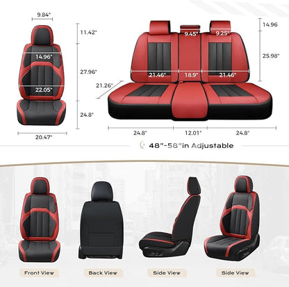 Coverado Car Seat Covers Front Set, Luxury Nappa Leather Seat Covers Universal Fit Waterproof Non-Slip Breathable Automotive Seat Protectors for Cars, SUVs, Trucks