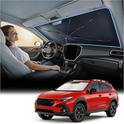 Nmoiss Windshield Sun Shade Umbrella Fit for CrossTrek 2018-2026 Accessories, [Vinyl Coating Heat Shield] Protect Car from Sun Rays & Heat Damage Keep Cool and Protect Interior