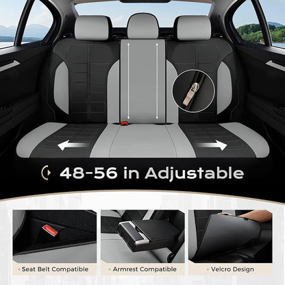 Coverado Leather Seat Covers Car Seat Cover Full Set Automotive 5 Seats Waterproof Car Seat Protectors Universal Fit for Most Cars SUV Trucks, Gray&Black